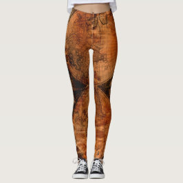 Rustieke  Oude Wereldkaart Leggings