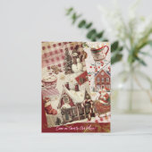 Rustieke ouderwetse feestelijke vakantiecharme briefkaart (Staand voorkant)