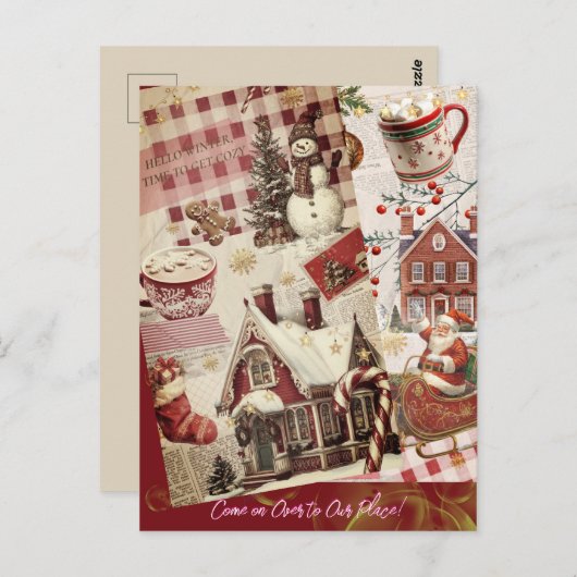 Rustieke ouderwetse feestelijke vakantiecharme briefkaart (Voorkant / Achterkant)