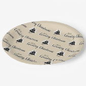 Rustieke ouderwetse land kerstbomen beige papieren bordje (Gekanteld)