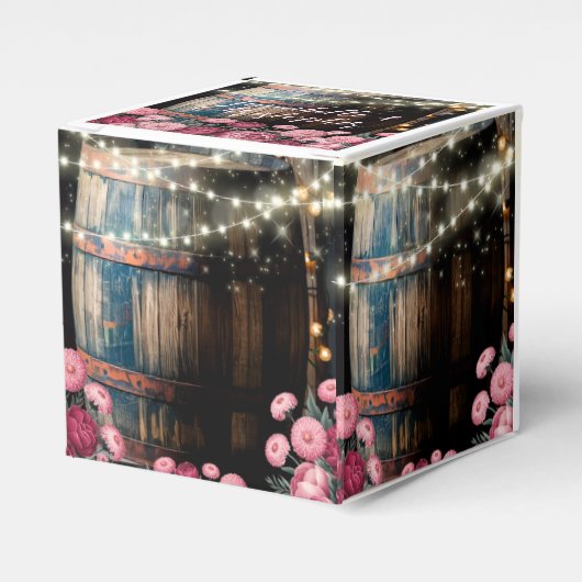 Rustieke outdoor grillige Whiskey Barrel bruiloft Bedankdoosjes (Voorkant Zijde)
