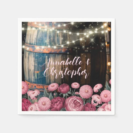 Rustieke outdoor grillige Whiskey Barrel bruiloft Servet (Voorkant)