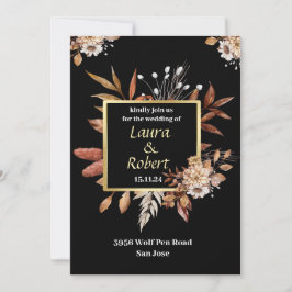 Rustieke Outdoor Herfst Bloemen Bruiloft Uitnodigi Kaart