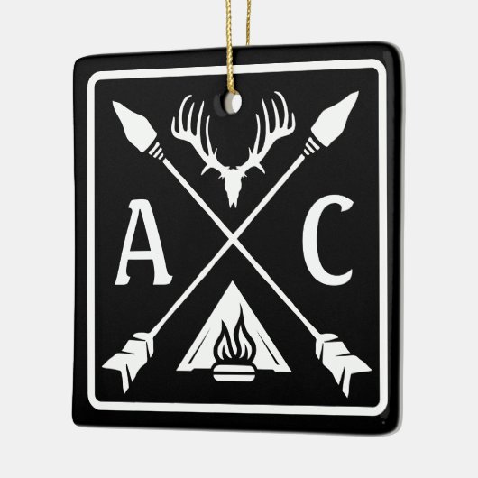 Rustieke Outdoor Initialen Embleem Keramisch Ornament (Links)