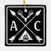 Rustieke Outdoor Initialen Embleem Keramisch Ornament (Voorkant)