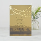 Rustieke Outdoor String Lights Huwelijksuitnodigin Kaart (Staand voorkant)