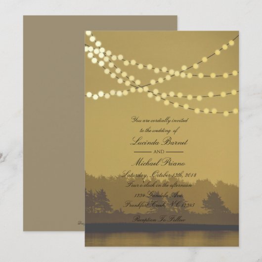 Rustieke Outdoor String Lights Huwelijksuitnodigin Kaart (Voorkant / Achterkant)