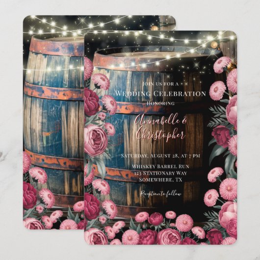 Rustieke Outdoor Whiskey Barrel Wedding Celebratio Kaart (Voorkant / Achterkant)