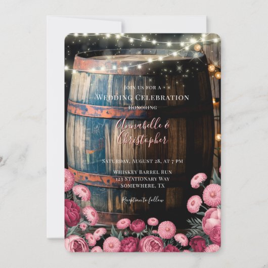 Rustieke Outdoor Whiskey Barrel Wedding Celebratio Kaart (Voorkant)