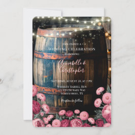 Rustieke Outdoor Whiskey Barrel Wedding Celebratio Kaart