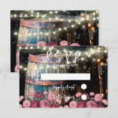 Rustieke Outdoor Whiskey Barrel Wedding RSVP Kaartje (Voorkant / Achterkant)