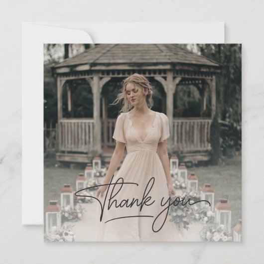 Rustieke Overlay Foto Bruidsdouche Script Bedankkaart (Voorkant)