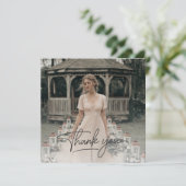 Rustieke Overlay Foto Bruidsfeest Script Bedankkaart (Staand voorkant)