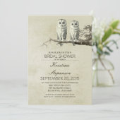 rustieke OWL paar bruids douche uitnodiging (Staand voorkant)