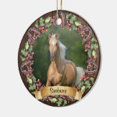Rustieke Paard Foto Gepersonaliseerde Kerstmis Keramisch Ornament (Links)