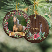 Rustieke Paard Foto Gepersonaliseerde Kerstmis