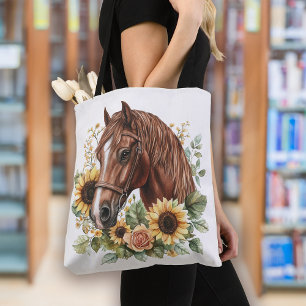 Rustieke Paard Zonnebloem Bloemen Tote Bag