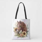 Rustieke Paard Zonnebloem Bloemen Tote Bag (Voorkant)