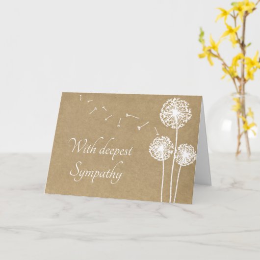 Rustieke Paardenbloem Condoleance Kaart (Gele Bloem)