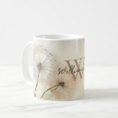 Rustieke Paardenbloemen Monogram Koffiemok (Voorkant links)