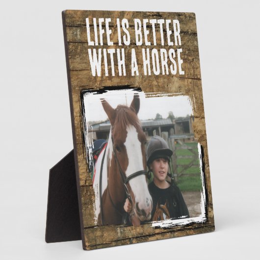 Rustieke paardenliefhebber 1 foto bruin wit fotoplaat (Zijkant)