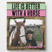 Rustieke paardenliefhebber 1 foto roze groen fotoplaat (Voorkant)