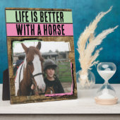 Rustieke paardenliefhebber 1 foto roze groen fotoplaat (Zijkant)