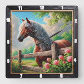 rustieke paardenweide vierkante klok (Voorkant)