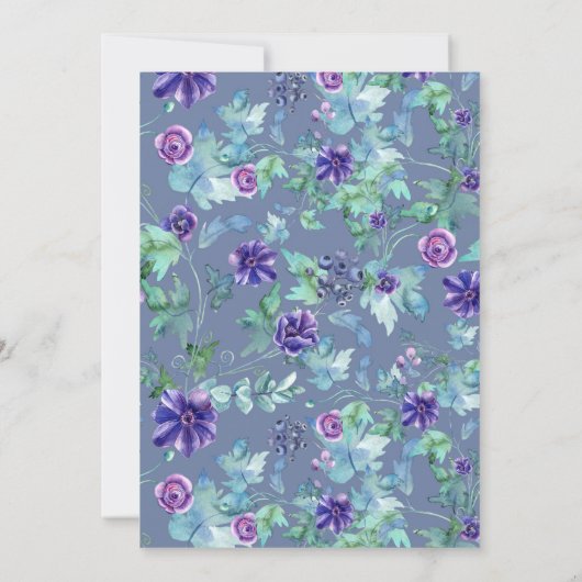 Rustieke Paarse Anemonen Boeket Zwart Huwelijk Save The Date (Achterkant)