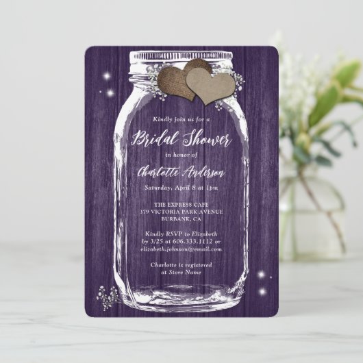 Rustieke Paarse Baby's Breath Floral Vrijgezellenf Kaart (Staand voorkant)