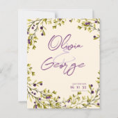 Rustieke Paarse Berry Leaves Wedding Save the Date (Voorkant)