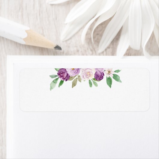 Rustieke Paarse Bloemen Bruiloft Blank Etiket (Insitu)