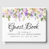 Rustieke Paarse Bloemen bruiloft gastenboek (Voorkant)