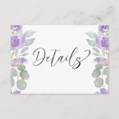 Rustieke Paarse Bloemen & Eucalyptus bruiloft deta Informatiekaartje (Voorkant)