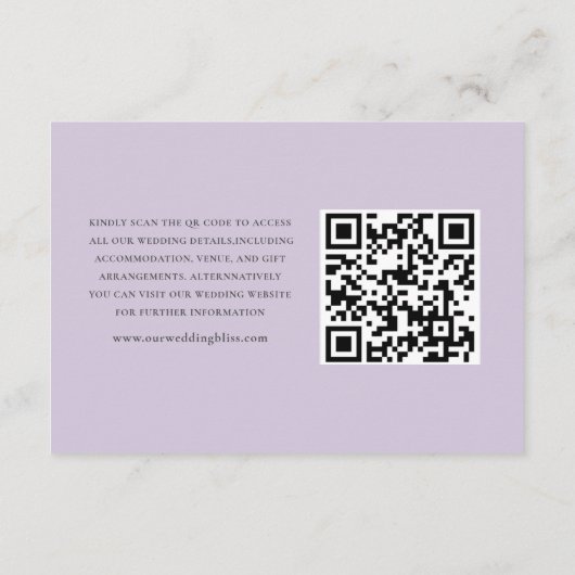 Rustieke Paarse Bloemen & Eucalyptus bruiloft deta Informatiekaartje (Achterkant)