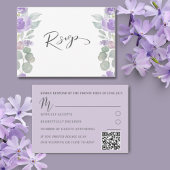 Rustieke Paarse Bloemen Eucalyptus Bruiloft RSVP Kaartje