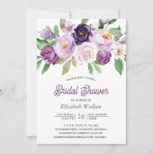 Rustieke Paarse Bloemen Foto Vrijgezellenfeest Kaart (Voorkant)