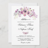 Rustieke Paarse Bloemen Islamitische Moslim Bruilo Kaart (Voorkant)
