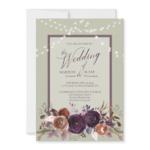 Rustieke Paarse Bloemen String Licht Groen Huwelij