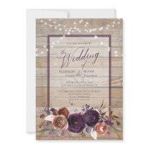 Rustieke Paarse Bloemen String Light Script Weddin