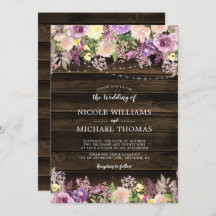 Rustieke Paarse Bloemen String Lights Bruiloft