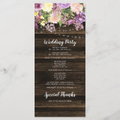 Rustieke Paarse Bloemen String Lights Bruiloft Programmakaart (Achterkant)