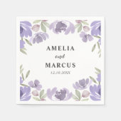 Rustieke Paarse Bloemen Waterverf Bruiloft Servet (Voorkant)