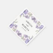 Rustieke Paarse Bloemen Waterverf Bruiloft Servet (Hoek)