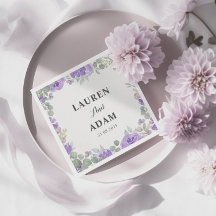 Rustieke Paarse Bloemen Waterverf Bruiloft