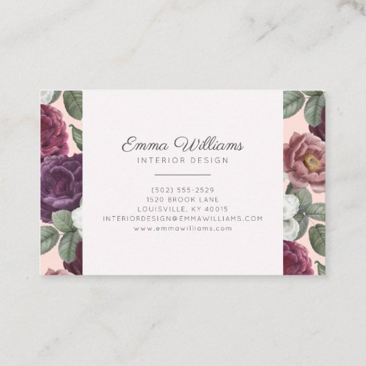 Rustieke paarse bloemen Waterverf Visitekaartje (Achterkant)