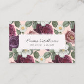 Rustieke paarse bloemen Waterverf Visitekaartje (Voorkant)
