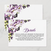 Rustieke Paarse bloemenbruiloft Details Informatiekaartje (Voorkant / Achterkant)