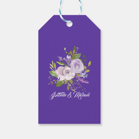 Rustieke Paarse bloemenbruiloft gunst dank u Cadeaulabel (Achterkant)