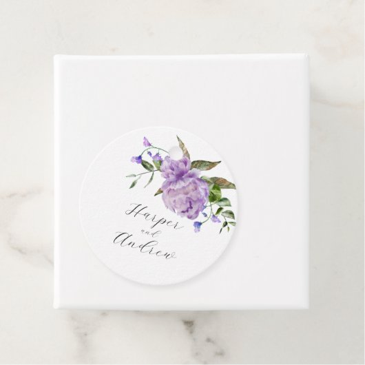 Rustieke Paarse bloemenbruiloft gunst Labels (In situ)